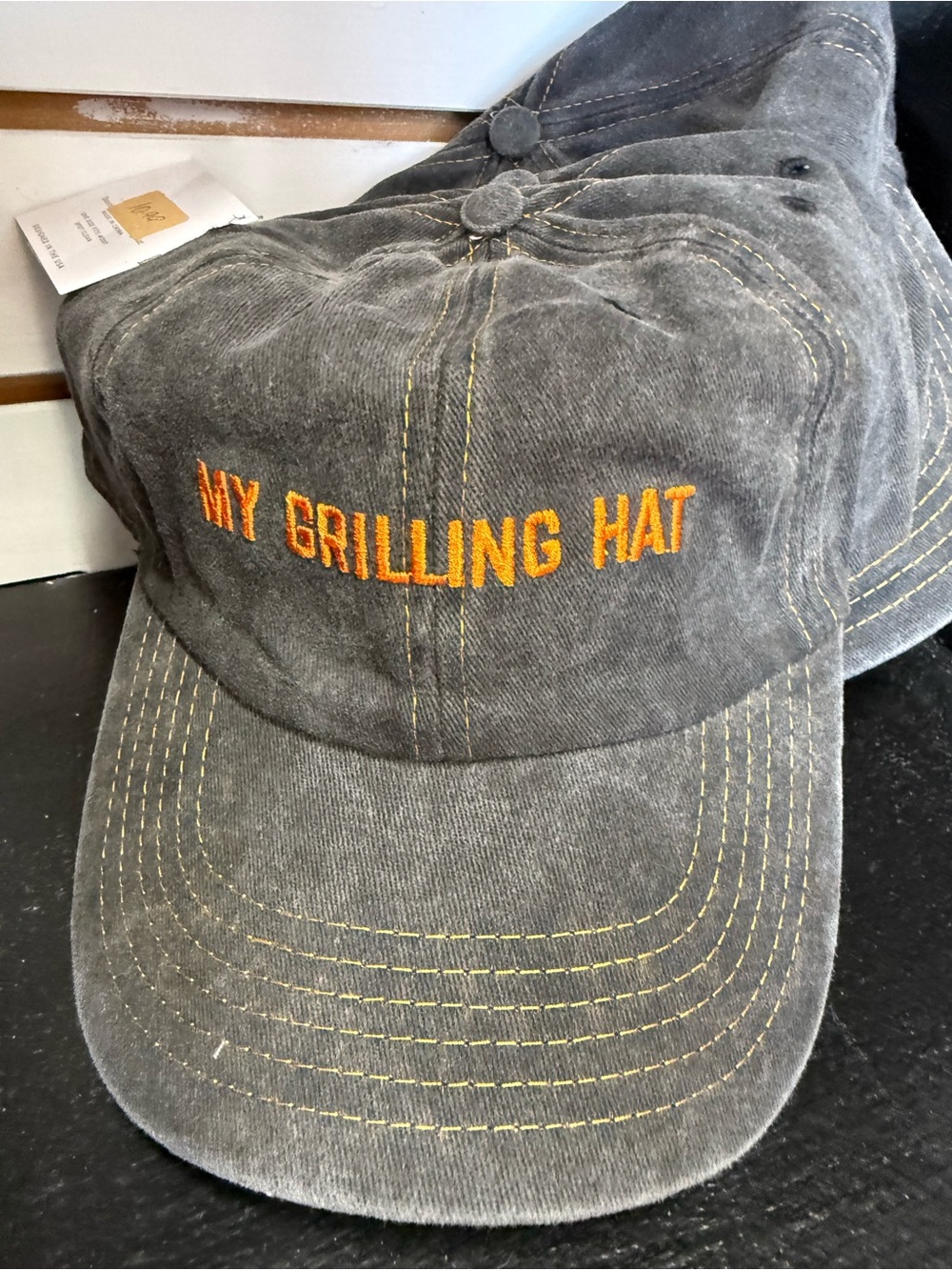 Gray 'My Grilling Hat' Baseball Cap with Orange Embroidery